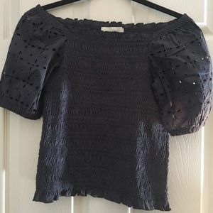 Loft Eyelet Ruched Blouse - Petite